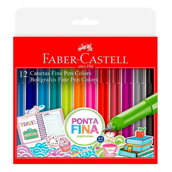 Caneta Fine Pen Colors Faber Castell 12 Cores - Faber-castell