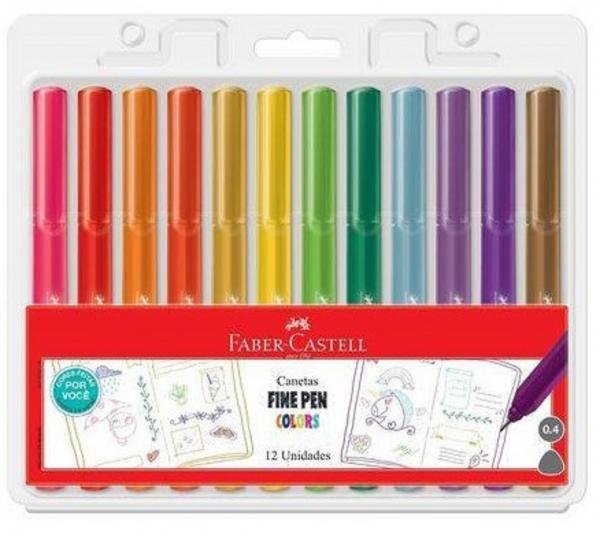 Caneta Fine Pen Colors Faber Castell 12 Cores