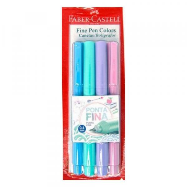 Caneta Fine Pen Faber-Castell 0.4mm 4 Cores Pastel