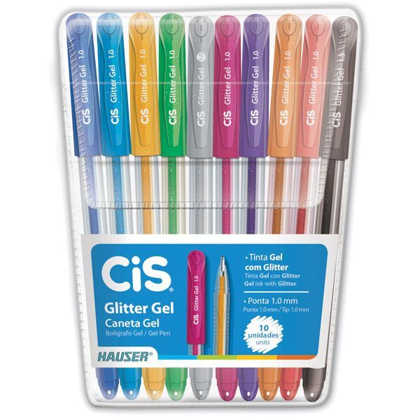 Caneta Gel Cis C/ Glitter - 10 Cores