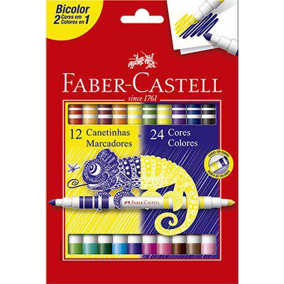 Caneta Hidrográfica 24 Cores (12 Bicolor) - Faber Castell