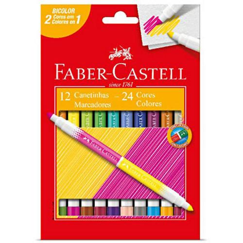Caneta Hidrográfica Bicolor 12 Canetas / 24 Cores - Faber Castell