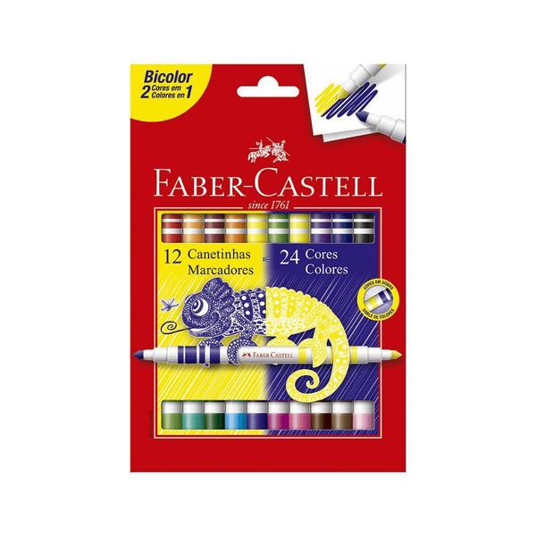 Caneta Hidrográfica Bicolor 12 Canetas/24 Cores - Faber-Castell