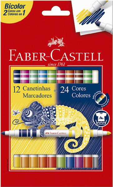 Caneta Hidrográfica Bicolor (12 Canetas/24 Cores) Faber-Castell