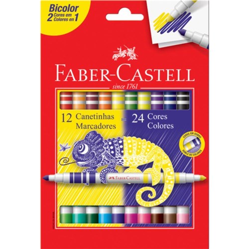 Caneta Hidrografica Bicolor 12 Canetas / 24 Crs Faber-Castel