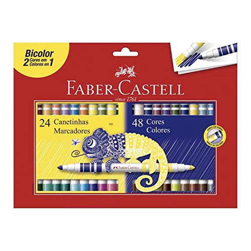 Caneta Hidrográfica FABER-CASTELL Bicolor 24 Unds / 48 Cores