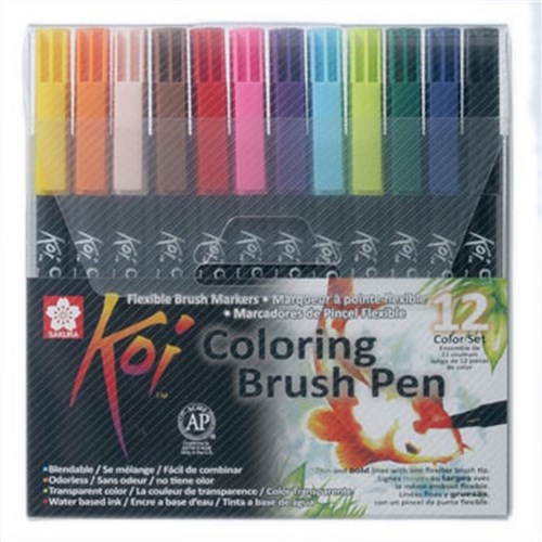 Caneta Koi Coloring Brush Pen Estojo 12 Cores Sakura