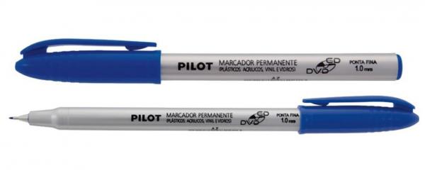 Caneta Marcador Permanente Azul CD DVD 1.0mm Pilot Blister - 1