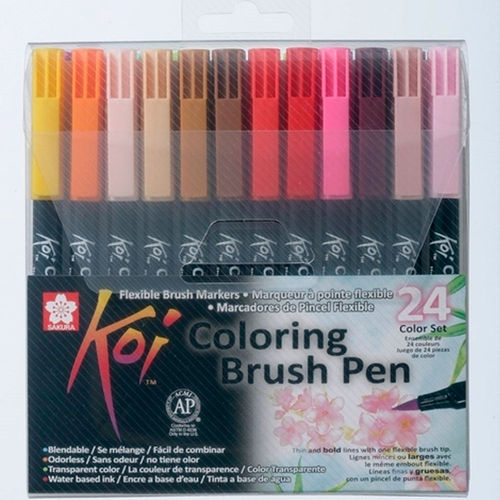Caneta Pincel Koi Coloring Brush Sakura com 24 Cores - Xbr-24
