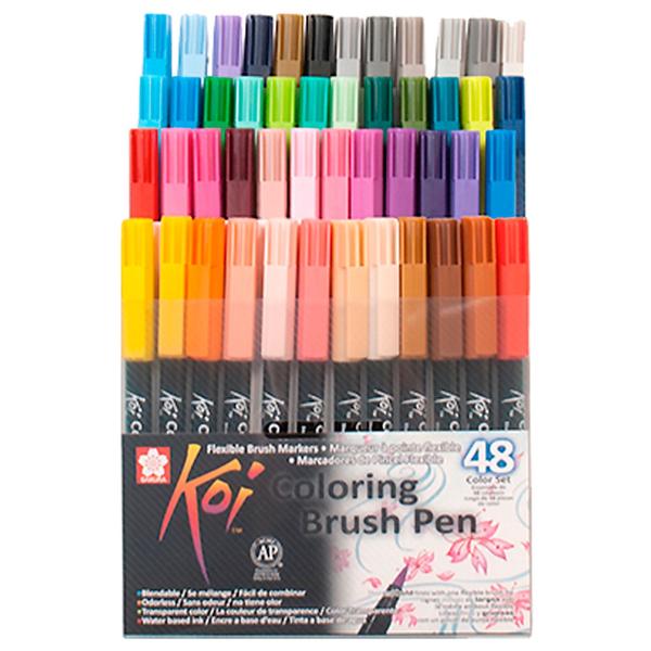 Caneta Pincel Koi Coloring Brush Sakura com 48 Cores - XBR-48