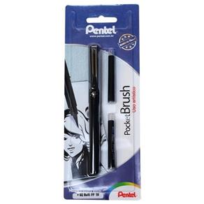 Caneta Pincel Pentel Pocket Brush C/ 2 Refis Preto SM/GFKP3-A6