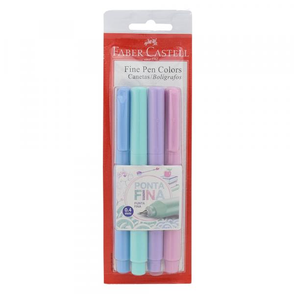 Canetas Fine Pen Color - 4 Cores - Faber Castell