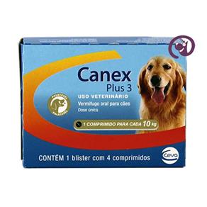 Canex Plus 3 Cães 10kg 4 Comp Ceva - Vermífugo Cães