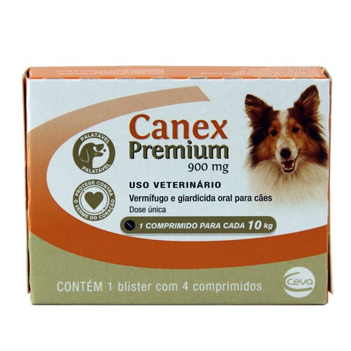 Canex Premium 10kg 4 Comp 900mg Ceva Vermífugo Cães