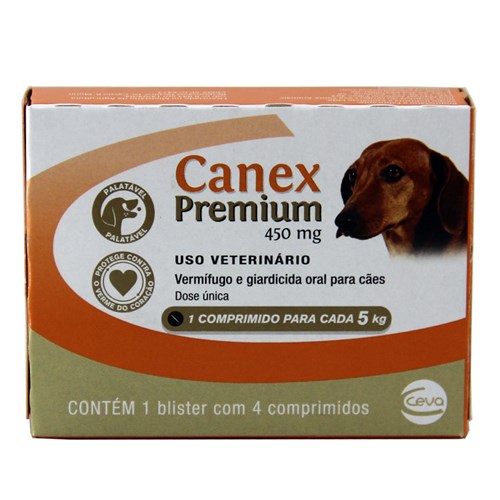 Canex Premium 5kg 4 Comp 450mg Ceva Vermífugo Cães