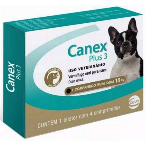 Canex Vermífugo Plus 3 para Cães 4 Comprimidos - Ceva