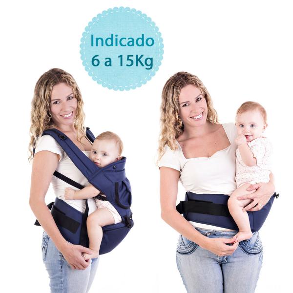 Canguru para Bebê Ergonômico com Assento Seat Line 6 a 15kg Kababy - Azul