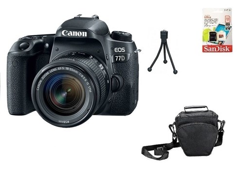 Canon 77D 18-55Mm Aps-C 24.2Mp Wifi + 32Gb + Bolsa + Tripé