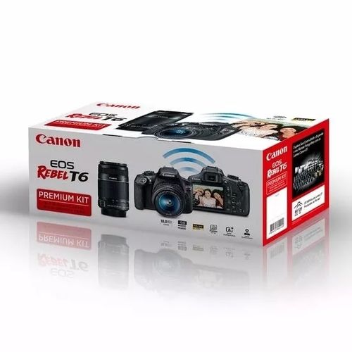 Canon Eos Rebel T6 Premium Kit 18-55mm Iii + 55-250mm + Bag + Cartão Sd 32gb.