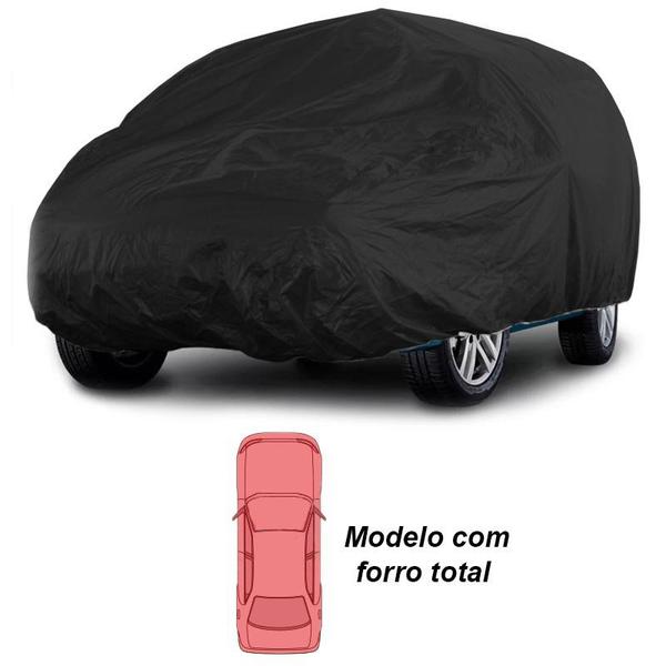 Capa Automotiva Cobrir Carro Protetora Couro Ecológico Premium Forrada Tamanho G Preta Carrhel