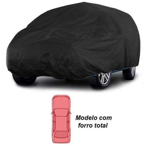 Capa Automotiva Cobrir Carro Protetora Couro Ecológico Premium Forrada Tamanho M Preta Carrhel