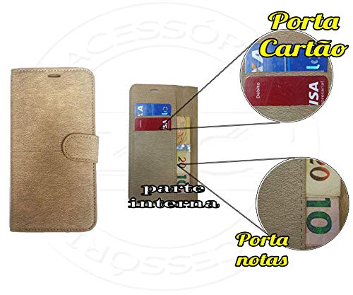 Capa Case Capinha Carteira Flip Couver Galaxy Note 10 Plus 6.8 DOURADA