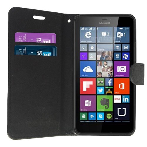 Capa Carteira Preta Underbody Para Microsoft Lumia 640 Xl