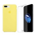 Capa Case Capinha silicone para Iphone 7/8 Plus Amarelo + película de vidro
