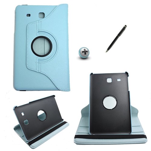 Capa Case Galaxy Tab e - 9.6´ T560/561 Giratória 360 / Caneta Touch (Azul Claro)