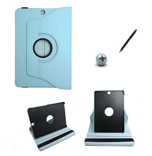 Capa Case Galaxy Tab S2 - 9.7´ T810/T815 Giratória 360 / Caneta Touch (Azul Claro)