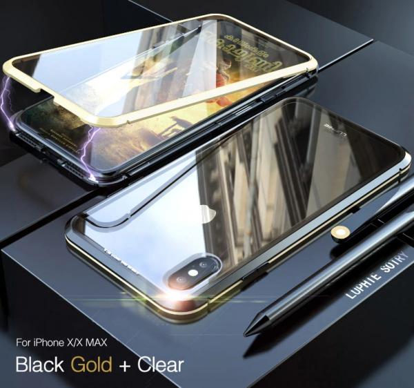 Capa Case Magnética Blindada IPhone X - Dourado - Luphie