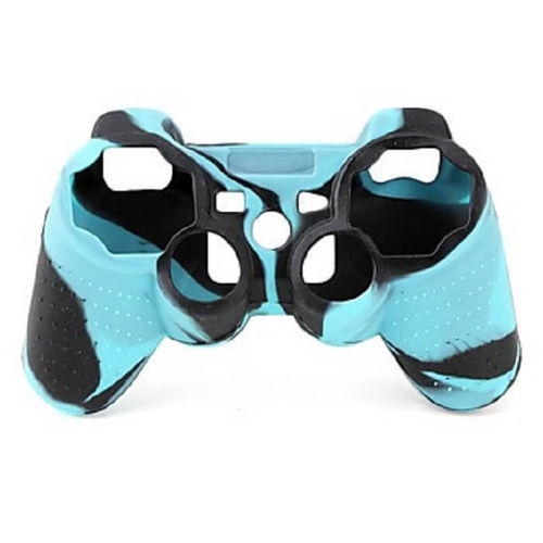 Capa Case Protetora de Silicone Gel para Controle Playstation 3 Ps3 Camuflada Azul e Preto Feir Fr-214/3
