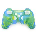 Capa Case Protetora de Silicone Gel para Controle Playstation 3 Ps3 Camuflada Azul e Verde Feir Fr-214/3