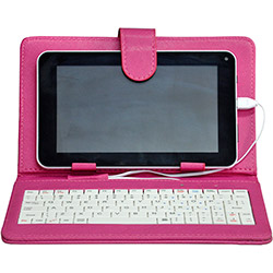 Capa com Teclado Portátil Micro USB para Tablet Pink - DL