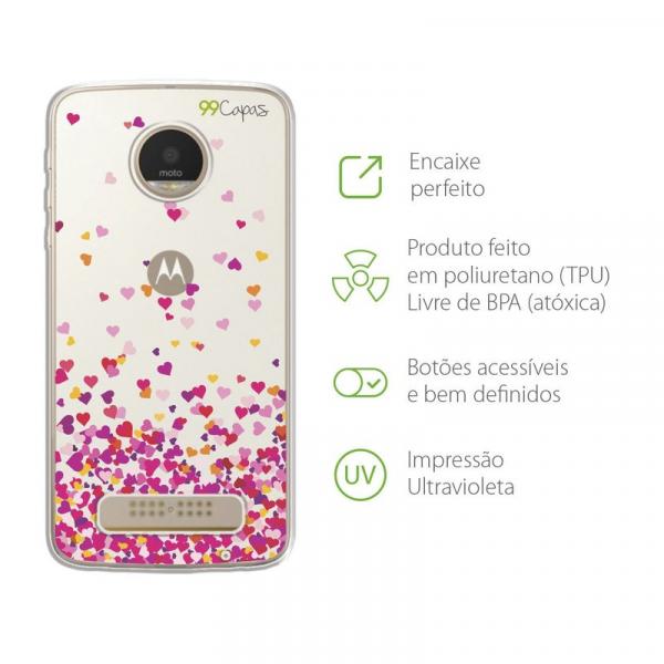 Capa Corações Rosa para Moto Z Play - 99capas