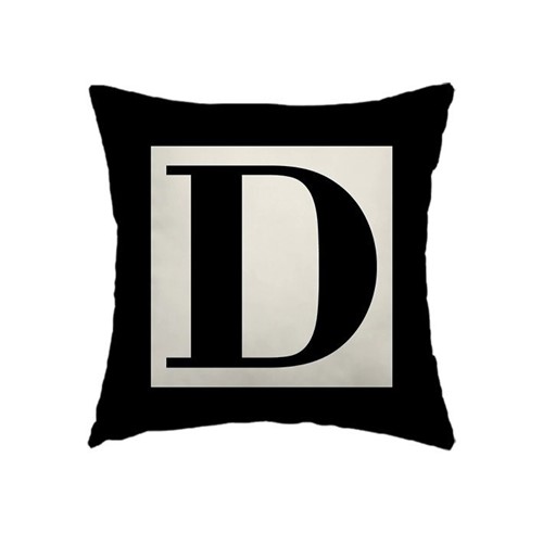 Capa de Almofada - Letra D (Preto)