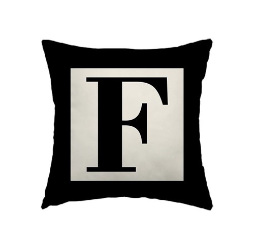 Capa de Almofada - Letra F (Preto)
