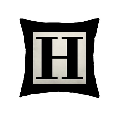 Capa de Almofada - Letra H (Preto)