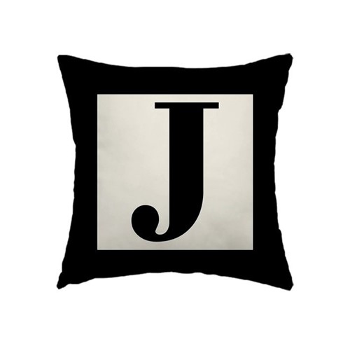 Capa de Almofada - Letra J (Preto)