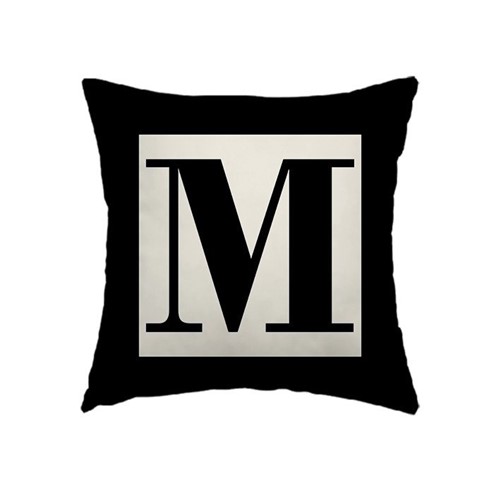 Capa de Almofada - Letra M (Preto)