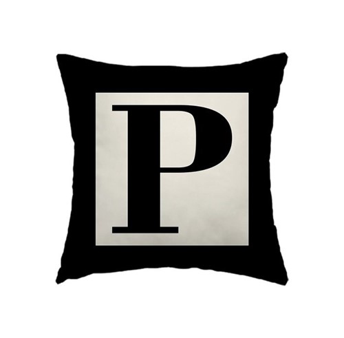 Capa de Almofada - Letra P (Preto)