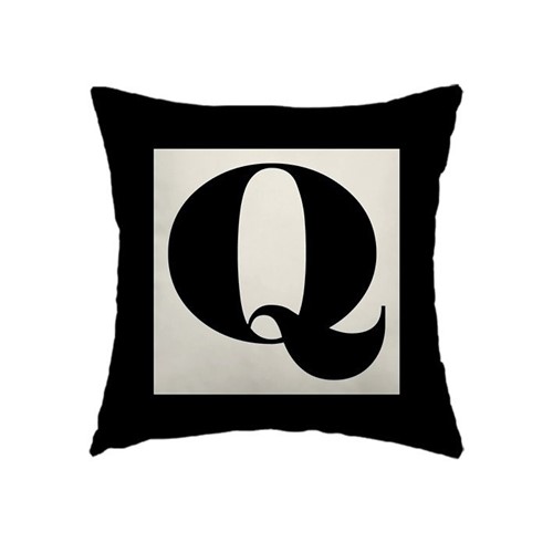 Capa de Almofada Letra - Q (Preto)