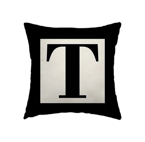 Capa de Almofada - Letra T (Preto)