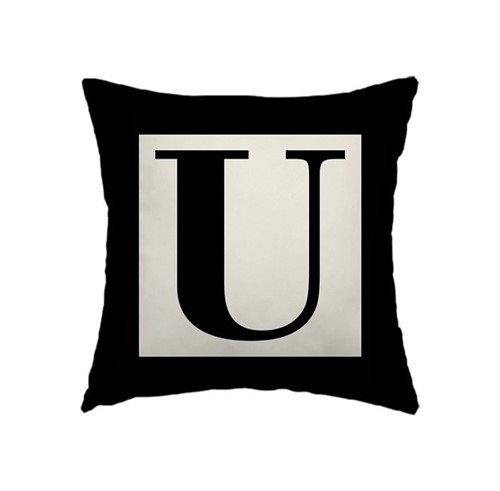 Capa de Almofada - Letra U (Preto)