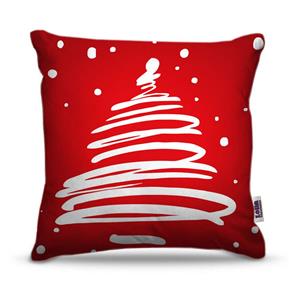 Capa de Almofada - Natal - Arvore de Natal Fundo Vermelho - Referência: NAT019