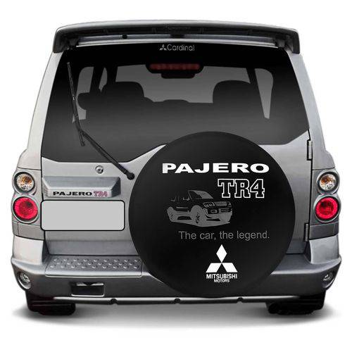 Capa de Estepe Pajero TR4 2002 a 2018 The Car The Legend Preto e Branco com Cadeado