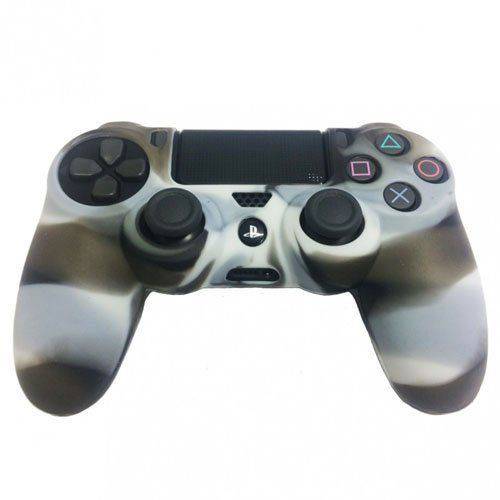 Capa de Silicone para Controle Joystick Playstation 4 Branco e Preto