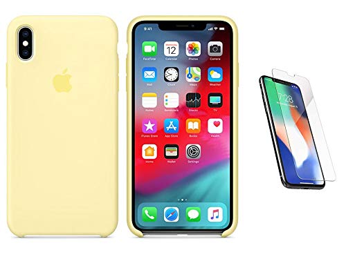 Capa de Silicone para IPhone XR 6,1" – Amarelo + Película de Vidro