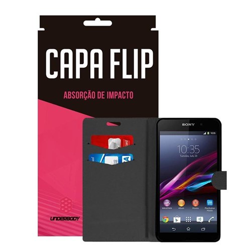 Capa Flip Preta Para Sony Z2 - Underbody