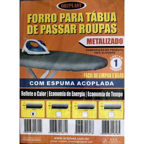 Capa / Forro para Tábua de Passar Roupa 100x45cm Metalizado